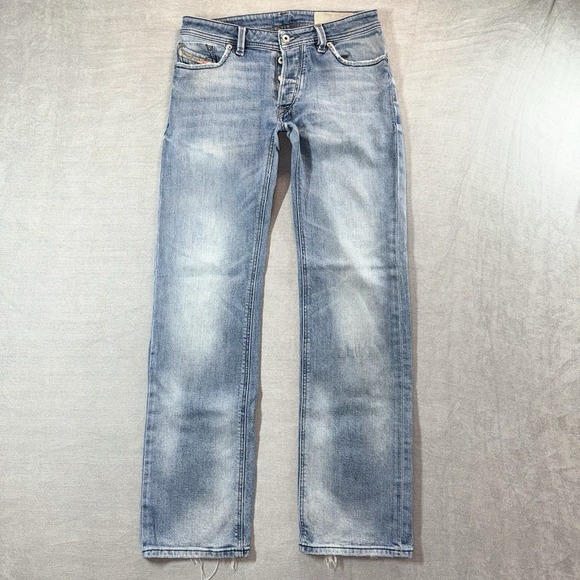 Diesel Larkee Straight Leg Jeans Mens 28x32 Blue Stretch Distressed Faded - Picture 2 of 11